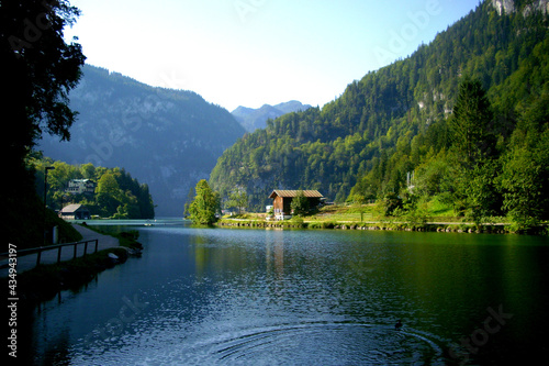 Picturesque view at the Königssee and the Bavarian Alps in Bavaria, Germany.