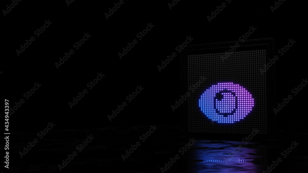 3d rendering of light shaped as symbol of eye on black background 3d rendering of light shaped as symbol of eye on black background