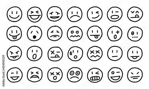 Smiley face. Set smiley emotion, by smileys, cartoon emotions, stock vector.