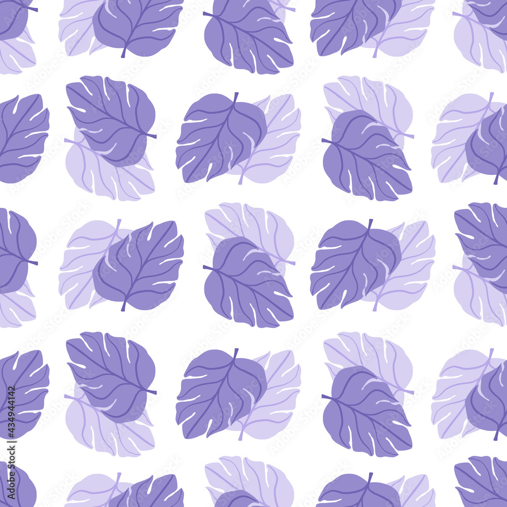 Nature exotic seamless pattern with doodle purple monstera leaf silhouettes. Isolated backdrop. Nature exotic seamless pattern with doodle purple monstera leaf silhouettes. Isolated backdrop.