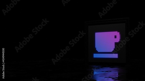 3d rendering of light shaped as symbol of coffee mug on black background