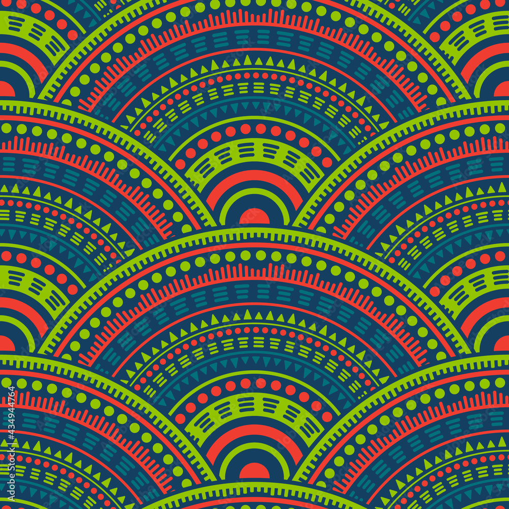 Ethnic circle shapes seamless geometric pattern. Ethnic circle shapes seamless geometric pattern.