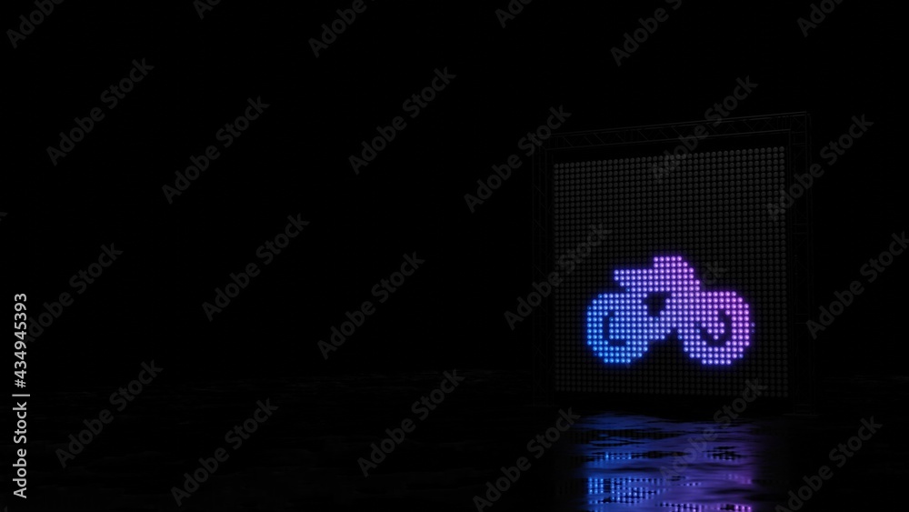 3d rendering of light shaped as symbol of bicycle without rider on black background