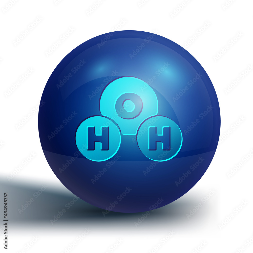Blue Chemical formula for water drops H2O shaped icon isolated on white background. Blue circle button. Vector Blue Chemical formula for water drops H2O shaped icon isolated on white background. Blue circle button. Vector