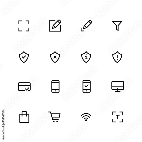 Essential ui icons. Pixel perfect editable stroke
