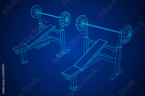 Barbell with weights. Gym equipment. Bodybuilding, powerlifting