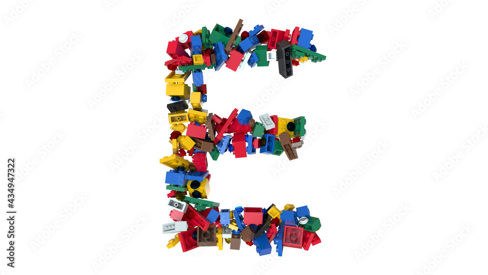 Shuffled Colored Bricks Building Blocks Typeface Text 
E