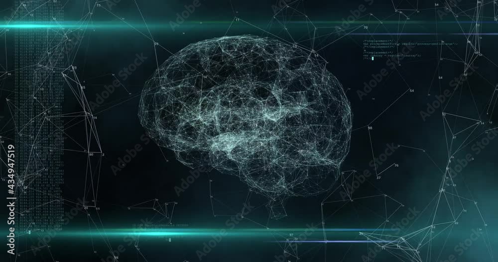 Vídeo do Stock: Flying inside Artificial Intelligence Digital Brain bid ...