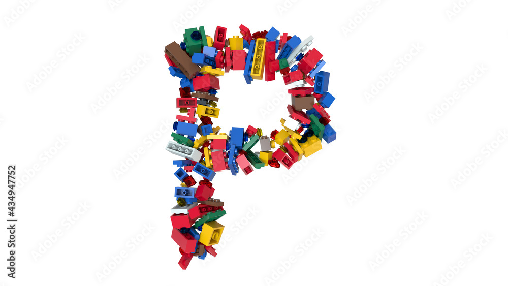 Shuffled Colored Bricks Building Blocks Typeface Text P