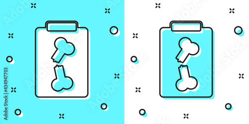 Black line X-ray shots icon isolated on green and white background. Random dynamic shapes. Vector