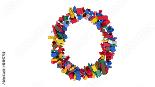 Shuffled Colored Bricks Building Blocks Typeface Text O