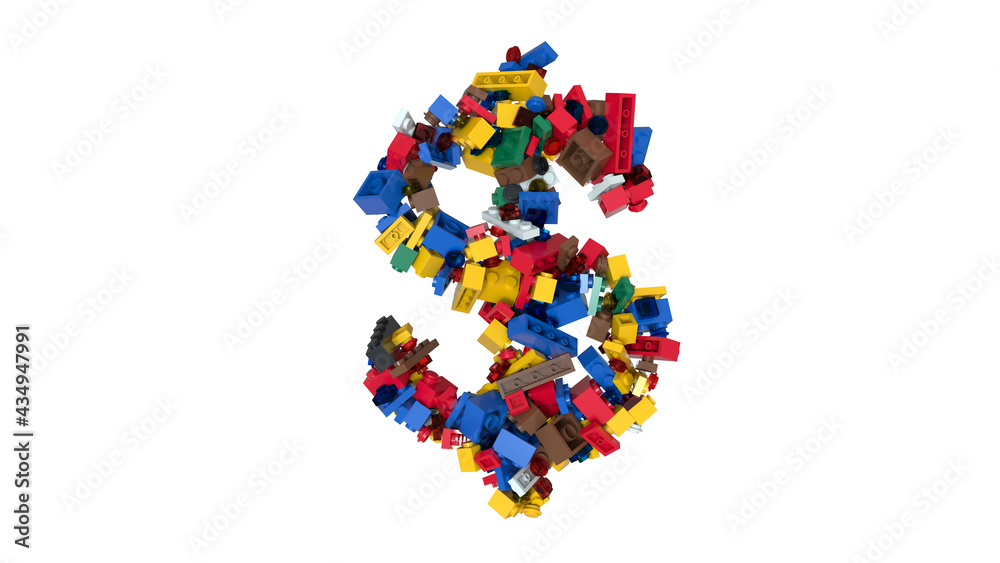 Shuffled Colored Bricks Building Blocks Typeface Text USD