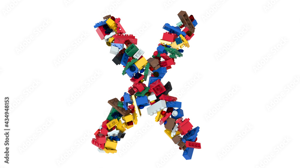 Shuffled Colored Bricks Building Blocks Typeface Text X