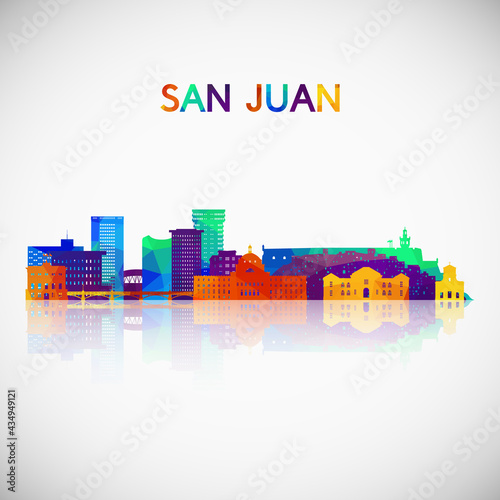 San Juan skyline silhouette in colorful geometric style. Symbol for your design. Vector illustration. photo