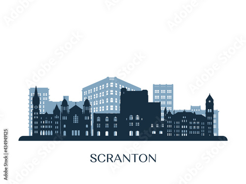 Scranton skyline, monochrome silhouette. Vector illustration.