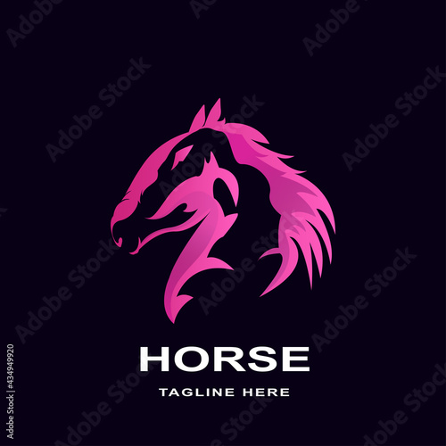 head horse gradient logo illustration