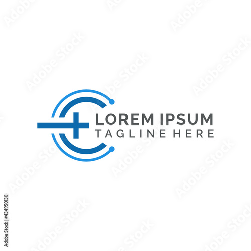 Letter C with stetoskop medical logo design