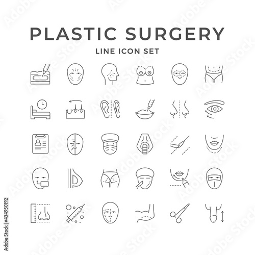 Set line icons of plastic surgery