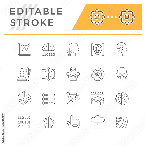 Set line icons of artificial intelligence
