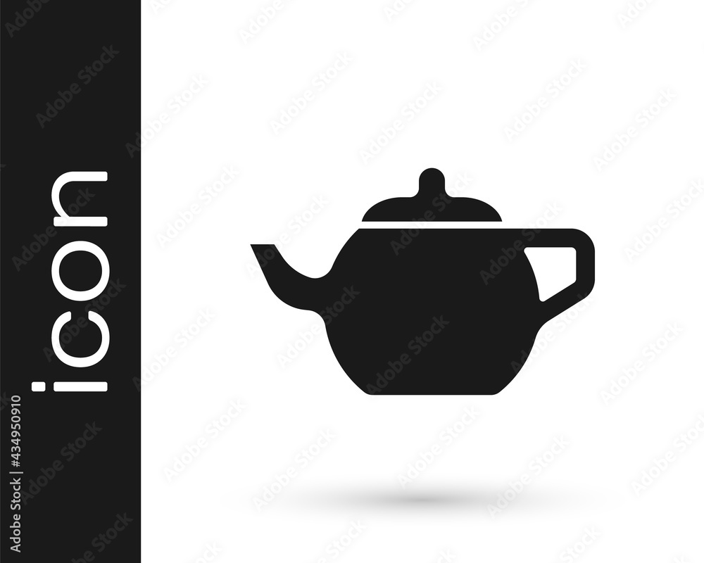 Black Traditional Chinese tea ceremony icon isolated on white background. Teapot with cup. Vector Black Traditional Chinese tea ceremony icon isolated on white background. Teapot with cup. Vector