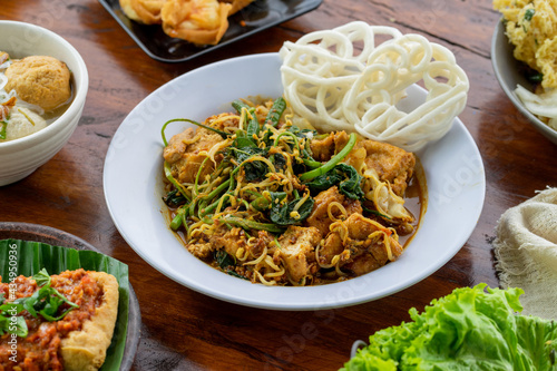 Indonesian specialities made from tofu are served on the table.