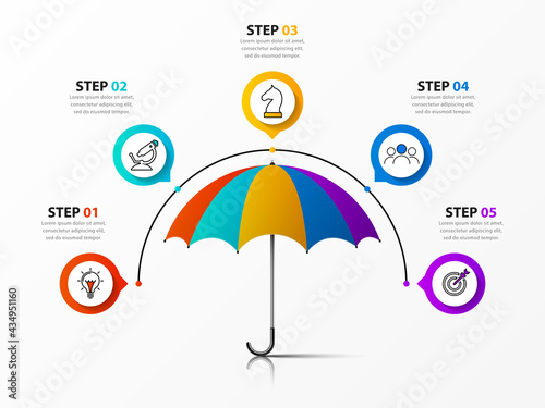 Infographic design template. Creative concept with 5 steps photo