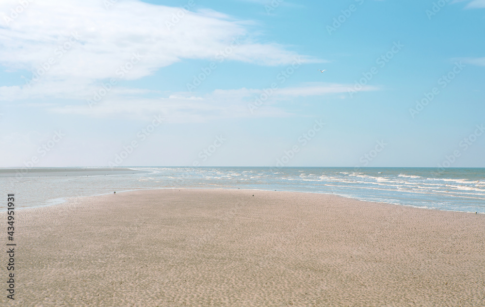 panoramic view of a sandy beach and blue sky panoramic view of a sandy beach and blue sky