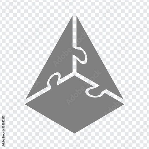 Simple icon polygonal puzzles in gray. Simple icon  puzzle of the three elements on transparent background for your web site design, app, UI. EPS10.