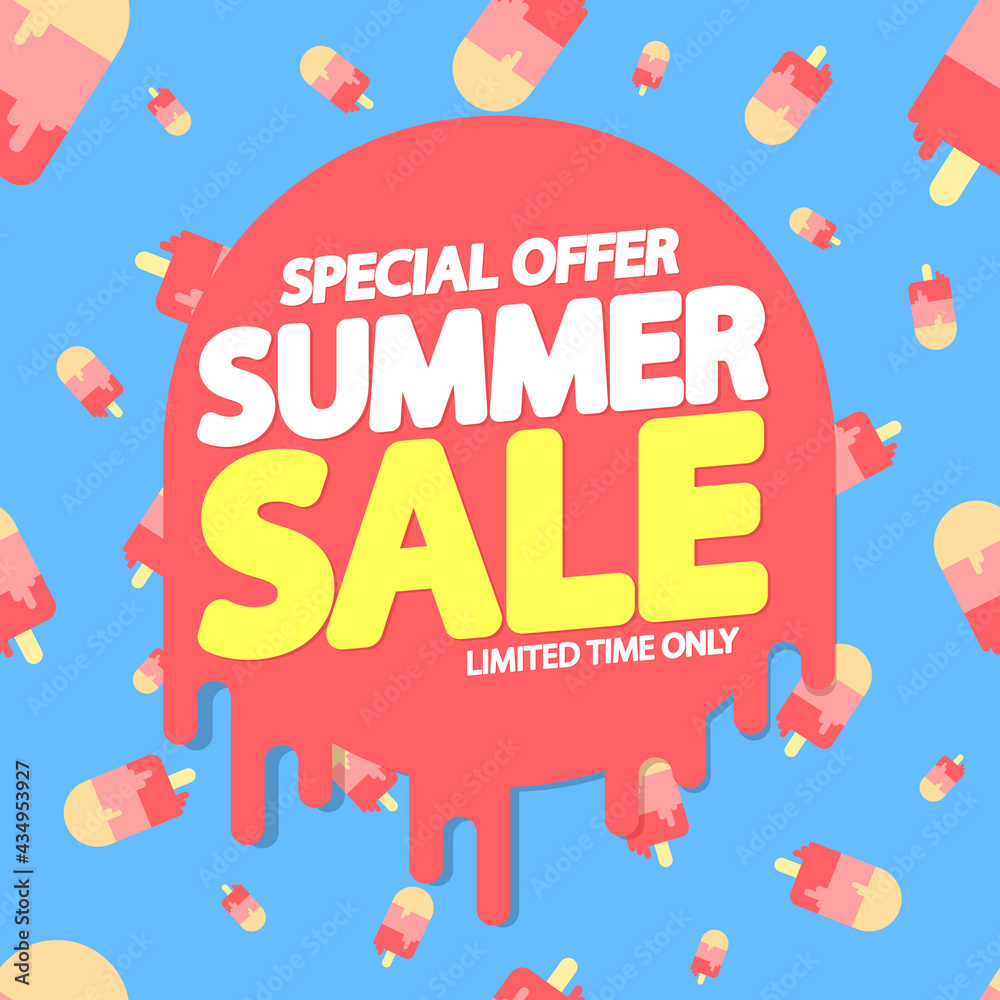 Obraz premium Summer Sale, poster design template, discount banner, vector illustration