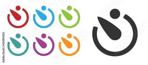 Black Camera timer icon isolated on white background. Photo exposure. Stopwatch timer seconds. Set icons colorful. Vector