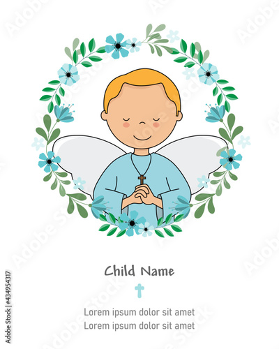 My first communion card. Praying angel
