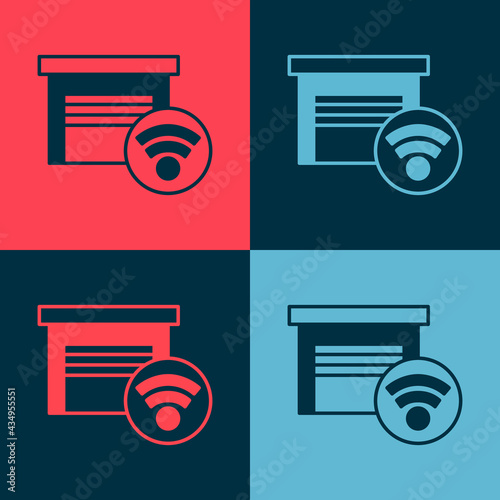 Pop art Smart garage icon isolated on color background. Vector