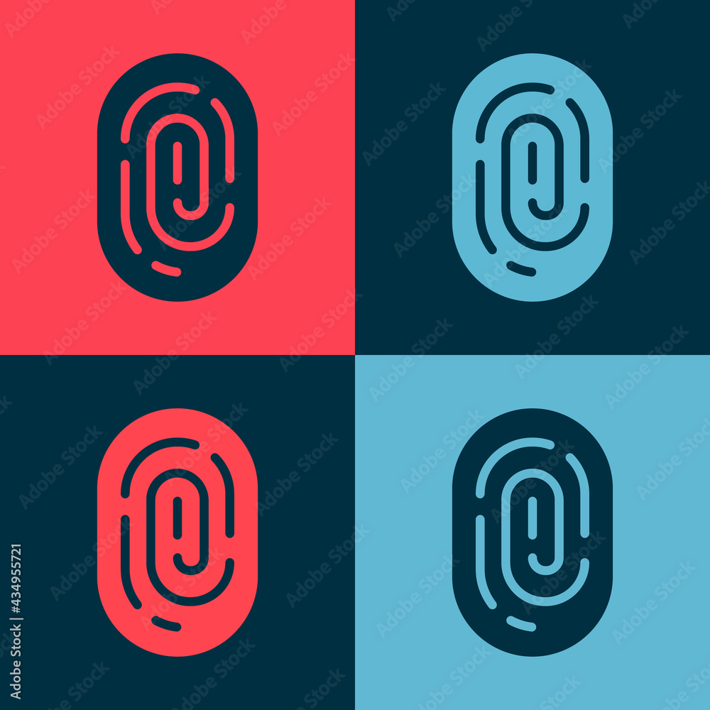 Pop art Fingerprint icon isolated on color background. ID app icon. Identification sign. Touch id. Vector Pop art Fingerprint icon isolated on color background. ID app icon. Identification sign. Touch id. Vector