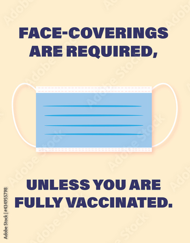 Facemoak poster asking for people to wear a face-covering unless they are vaccinated. photo