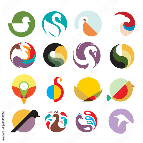 poultry fowl bird logo template set