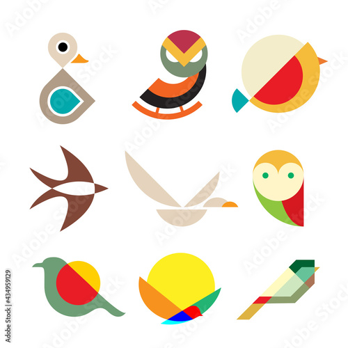 poultry fowl bird logo set