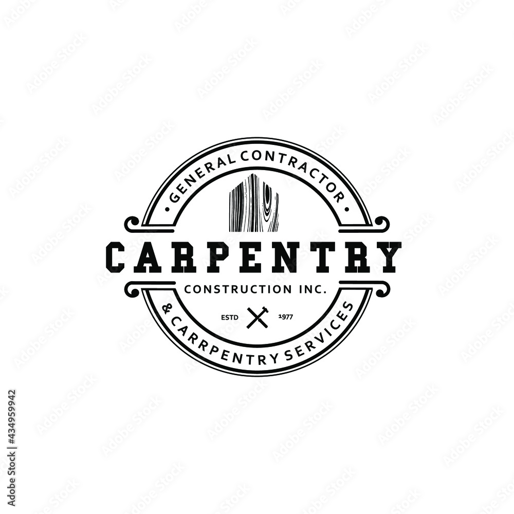 Fototapeta premium Vintage Carpentry wood logo tamplate