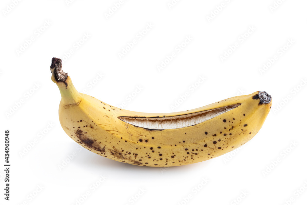 Old cracked banana isolated on white background Old cracked banana isolated on white background