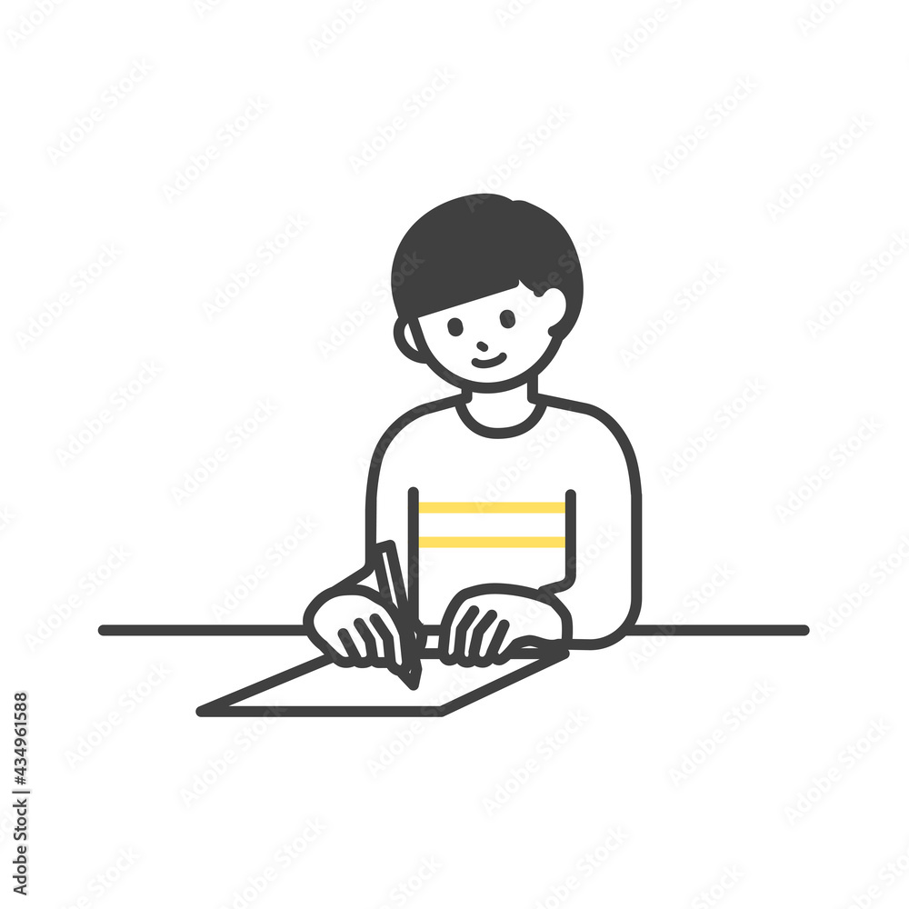勉強をする男の子のイラスト素材 勉強をする男の子のイラスト素材