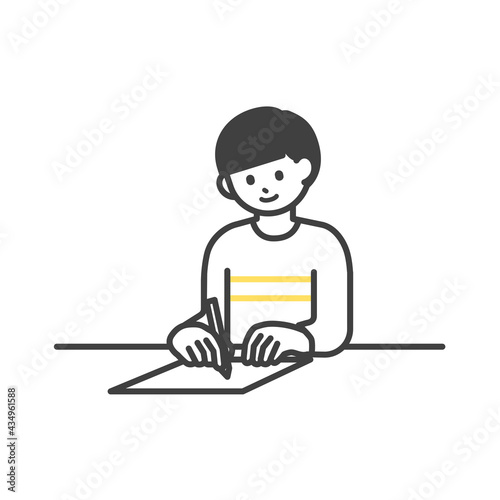 勉強をする男の子のイラスト素材