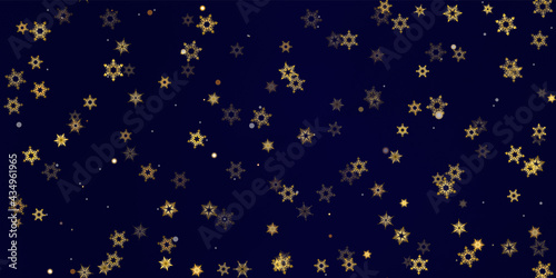 Gold snowflakes holiday seamless pattern.