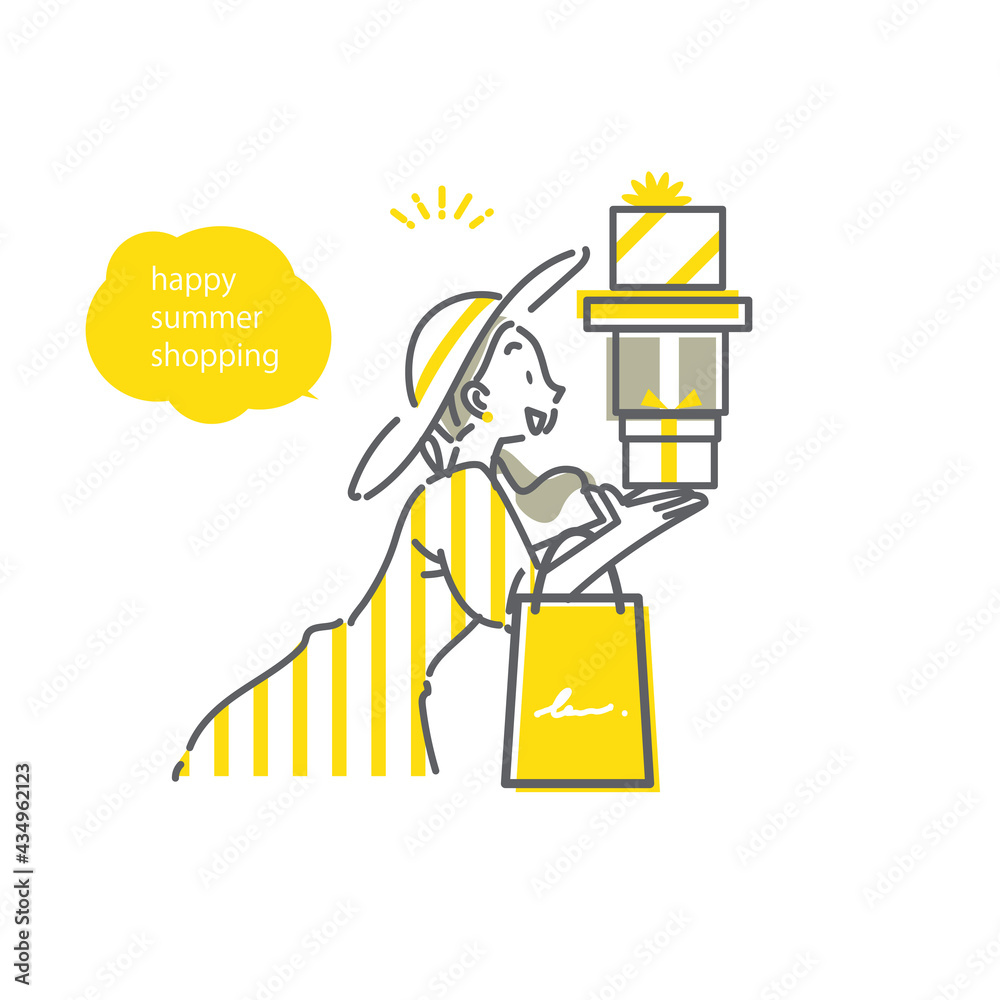 サマーセール ショッピングを満喫する女性 シンプルでお洒落な線画イラスト Stock Vector Adobe Stock サマーセール ショッピングを満喫する女性 シンプルでお洒落な線画イラスト Stock Vector Adobe Stock