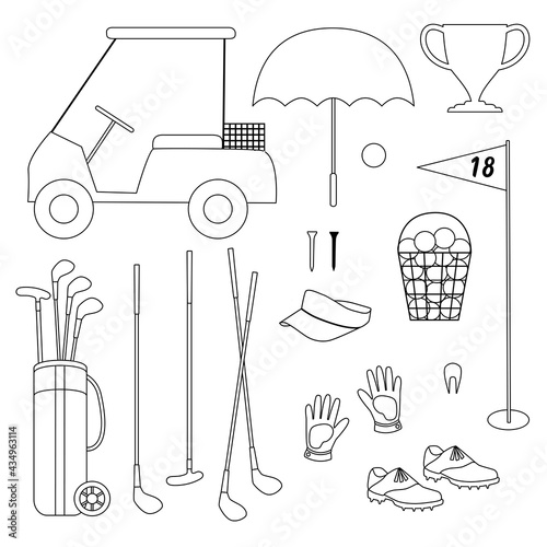 golf equipment black outline digital stamps photo