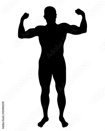 Young athlete is doing gymnastic exercises. Isolated silhouettes on white background