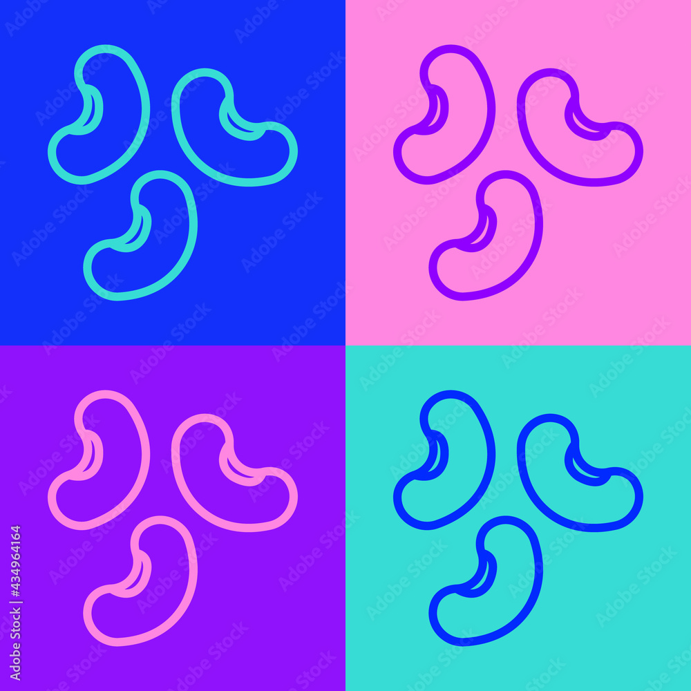 Pop art line Beans icon isolated on color background. Vector Pop art line Beans icon isolated on color background. Vector