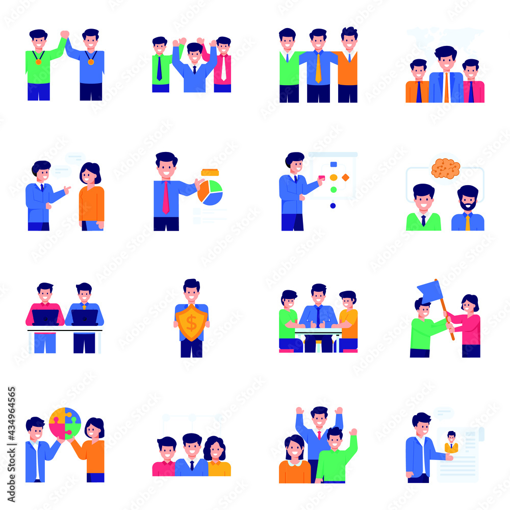 Set of Project Management and Teamwork Flat Icons
