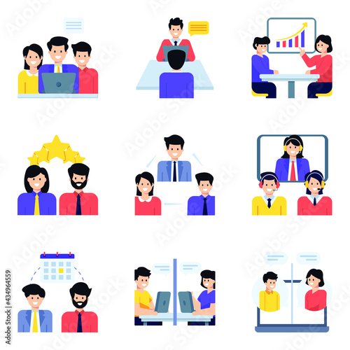Flat Character Icons of Workplace

