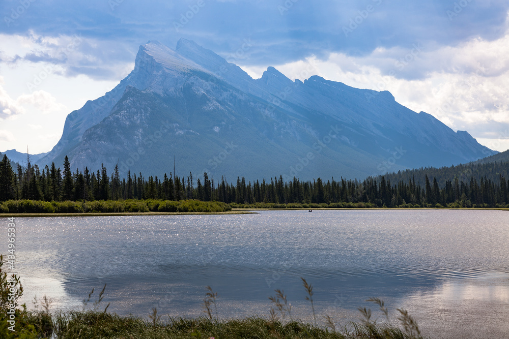 Mountain with Lake Reflecting in Foreground - Mount Rundle, Banff, Alberta