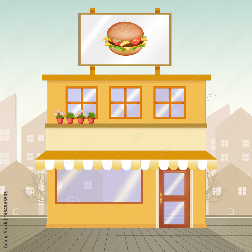 illustration of burger shop illustration of burger shop