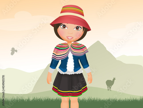 illustration of Peruvian littlr girl photo